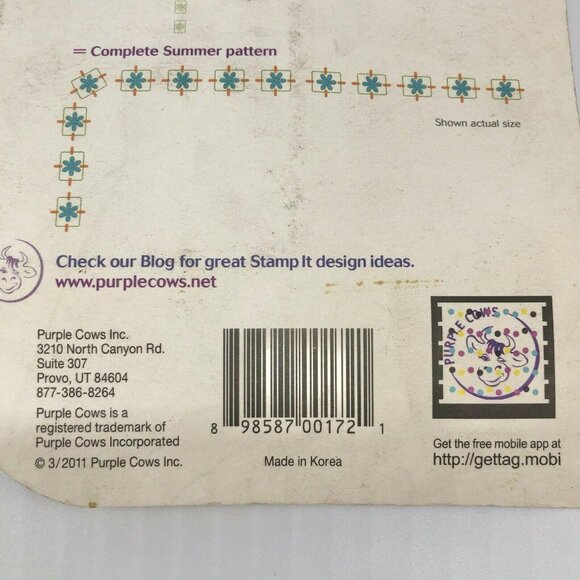 Purple Cows 6 Piece Summer Stamp Set Corners and Borders NIP - Picture 7 of 7